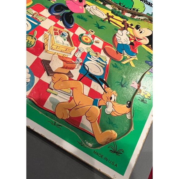 Vintage Mickey Mouse & Friends Playskool Wooden Inlaid Puzzle Complete Disneyana - Picture 5 of 9